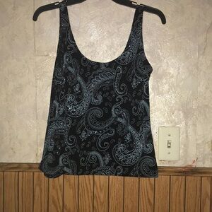 4/$10🌻🌻Black & teal Paisley Women's cami top (m)